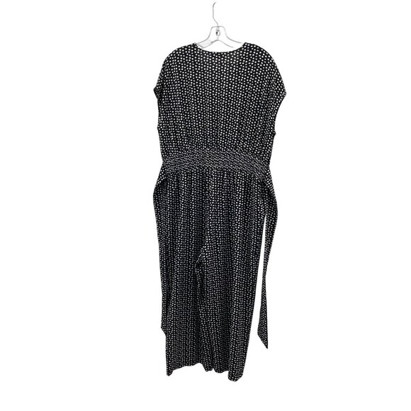 Max Studio Wide Leg Jumpsuit Polka Dot Cap Sleeve Belted Black/White Size 1X - Picture 7 of 8